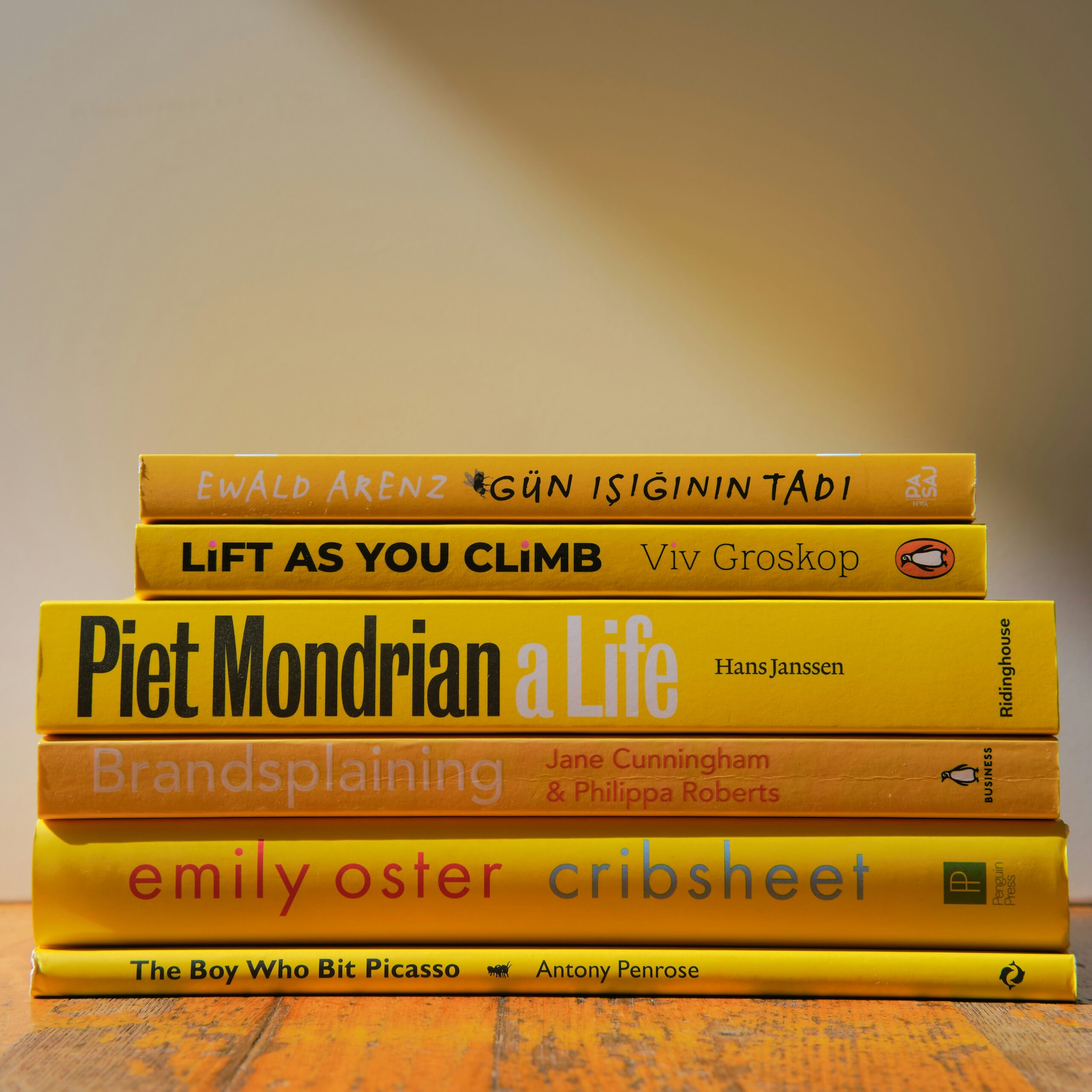 A stack of yellow books